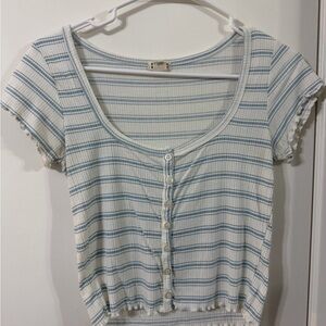 Billabong Blue and White Striped Crop Top